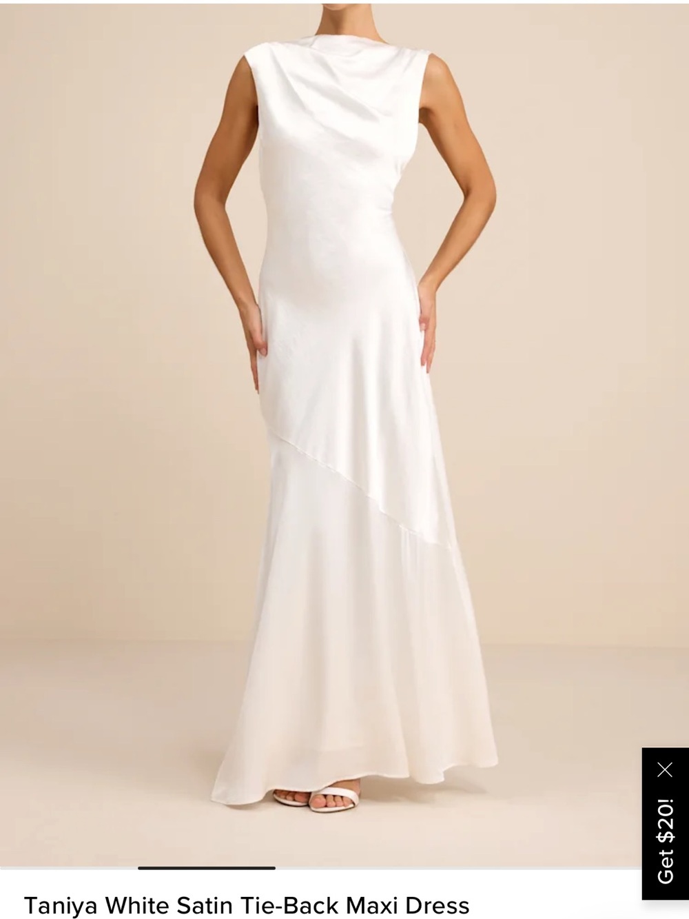 Lulu's Ivory Satin Maxi Dress